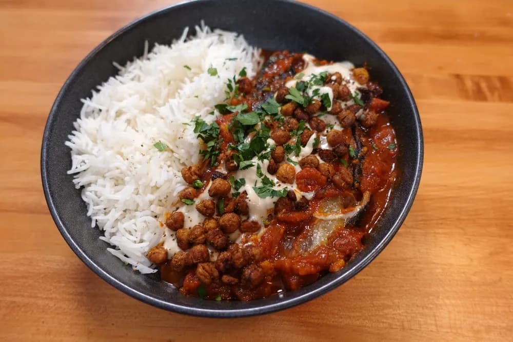 Picture for Spicy Stewed Eggplant with Crispy Chickpeas